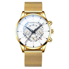 Load image into Gallery viewer, Luxury Men's Fashion Business Calendar Watches Blue Stainless Steel Mesh Belt Analog Quartz Watch relogio masculino (4956896985219)
