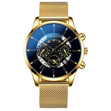 Load image into Gallery viewer, Luxury Men's Fashion Business Calendar Watches Blue Stainless Steel Mesh Belt Analog Quartz Watch relogio masculino (4956896985219)
