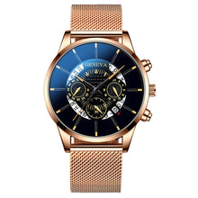 Load image into Gallery viewer, Luxury Men's Fashion Business Calendar Watches Blue Stainless Steel Mesh Belt Analog Quartz Watch relogio masculino (4956896985219)

