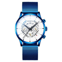 Load image into Gallery viewer, Luxury Men's Fashion Business Calendar Watches Blue Stainless Steel Mesh Belt Analog Quartz Watch relogio masculino (4956896985219)

