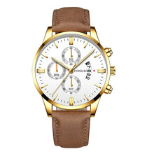 Load image into Gallery viewer, Reloj hombre luxe hommes montre de mode Sport montre-bracelet boîtier en alliage bracelet en cuir montre à Quartz affaires montre-bracelet calendrier horloge (4956896854147)
