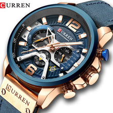 Load image into Gallery viewer, CURREN Casual Sport Watches for Men Blue Top Brand Luxury Military Leather Wrist Watch Man Clock Fashion Chronograph Wristwatch (4956897837187)
